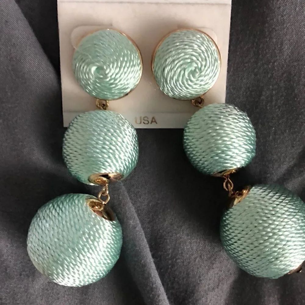 Aqua fabric earrings NWT